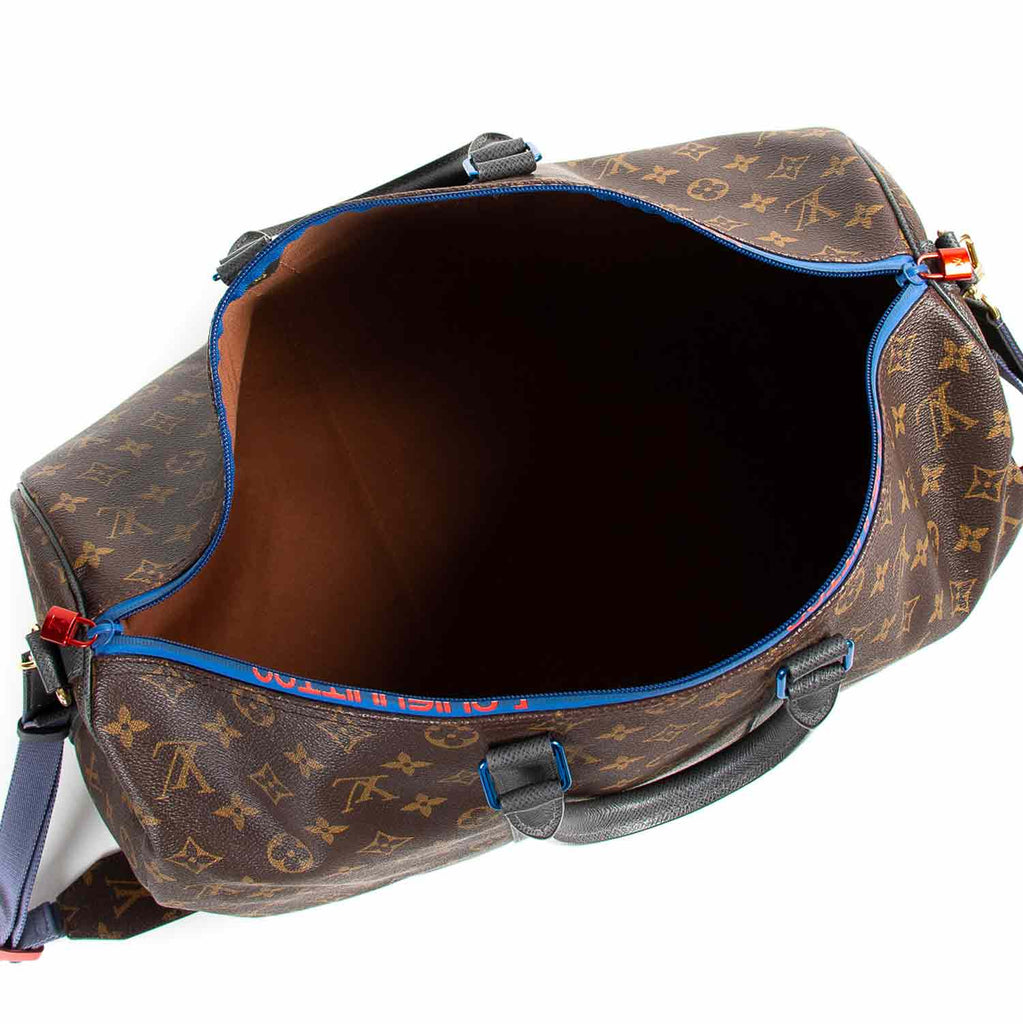 Pre-owned Louis Vuitton Keepall Bandouliere Monogram Outdoor 45 Pacific Blue