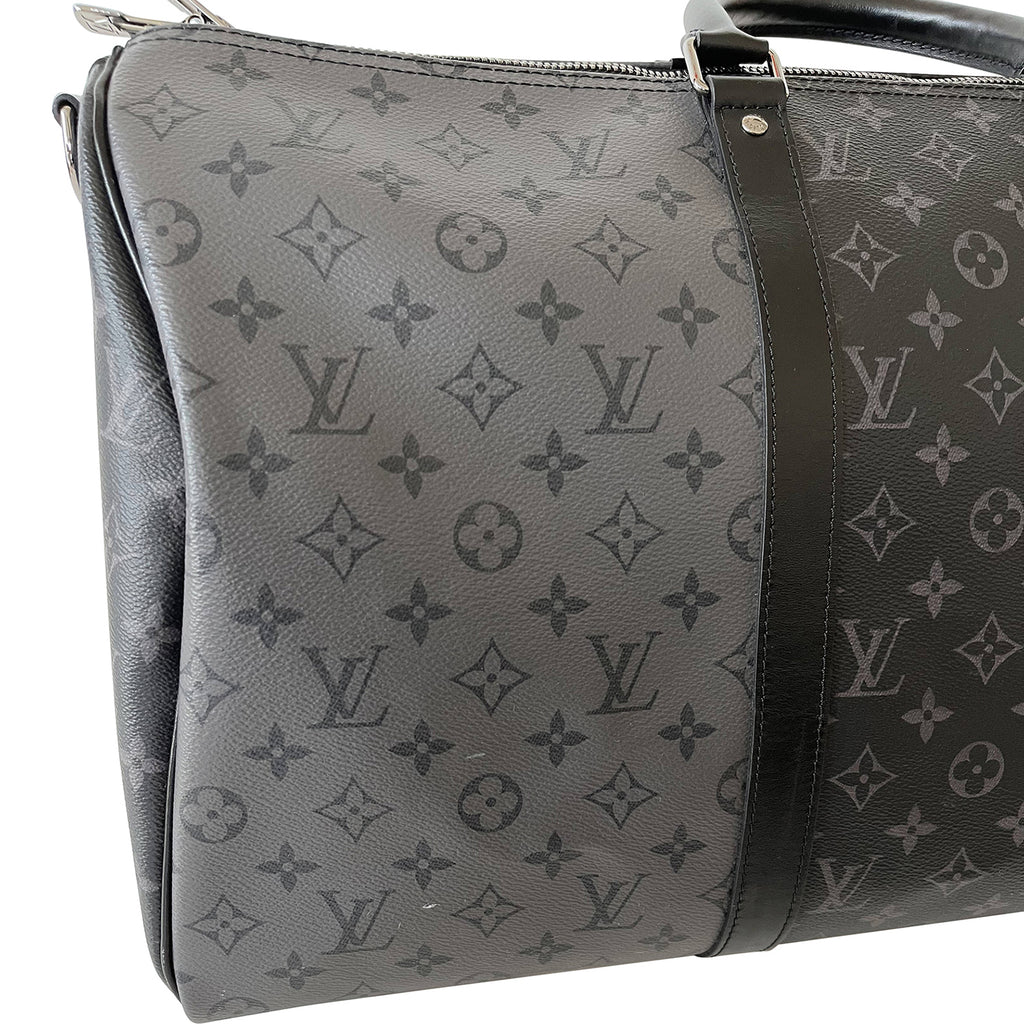 Louis Vuitton Keepall Bandouliere Monogram Eclipse Reverse 50 Gray in  Coated Canvas with Silver-tone - US