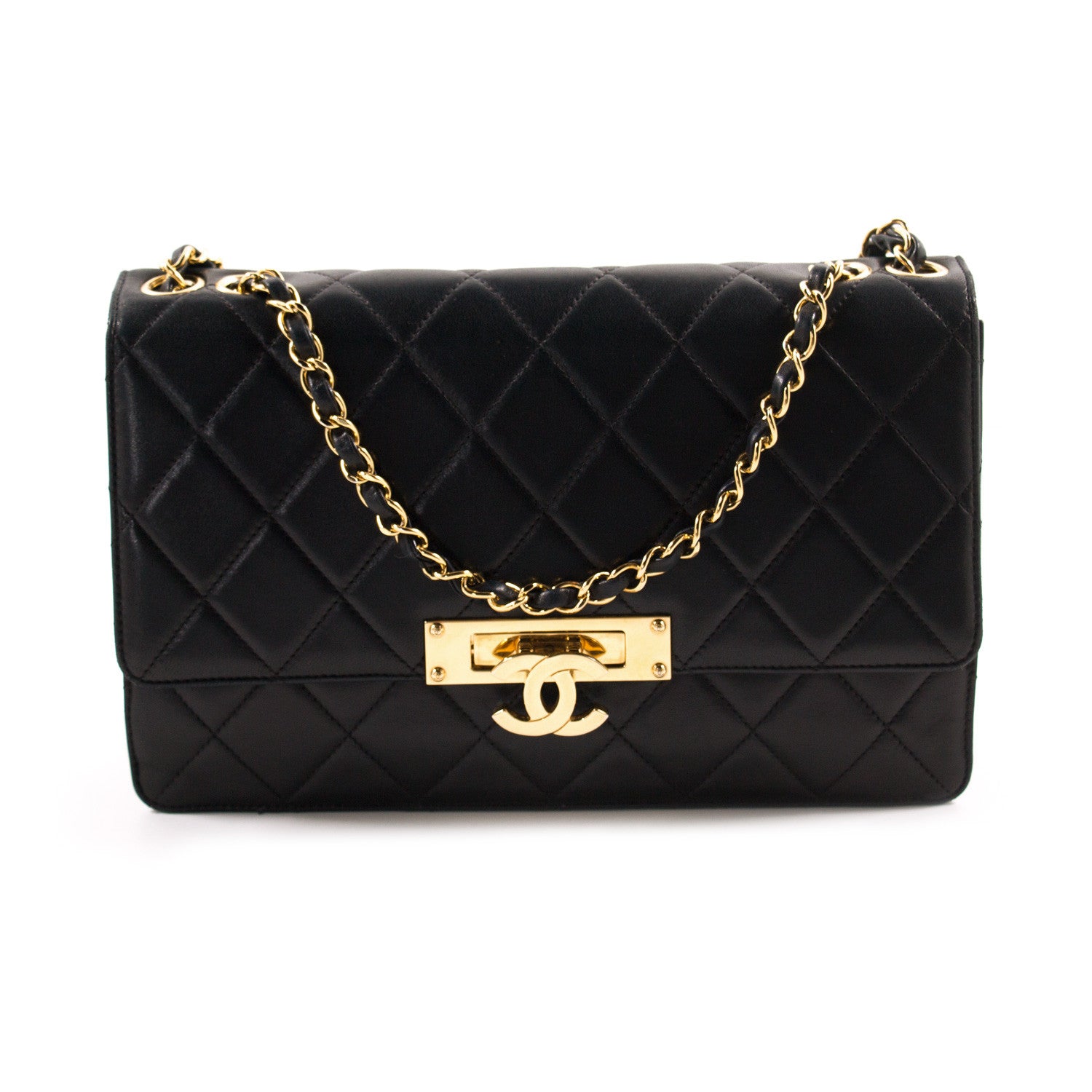 Beautiful Chanel Flap bag herringbone handbag in golden beige