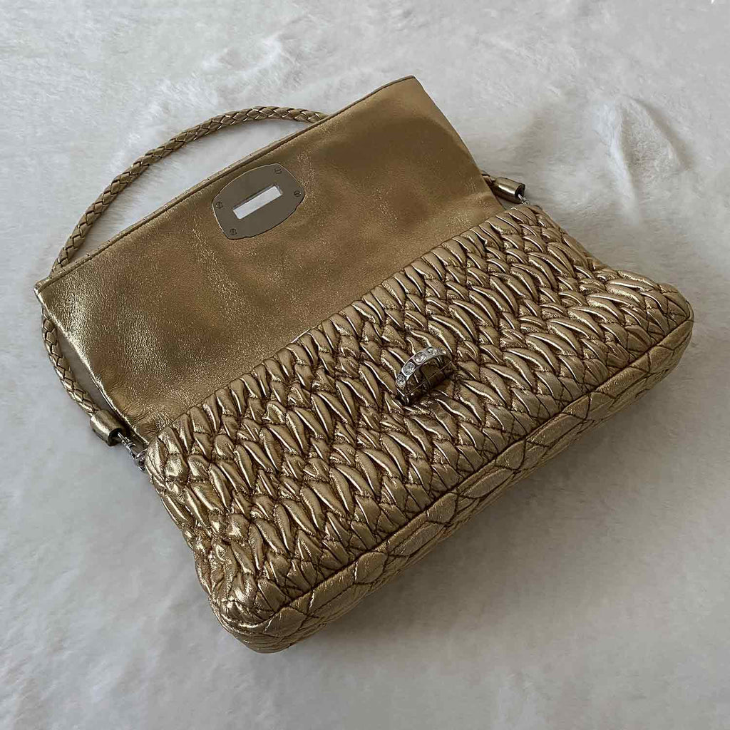 Miu Miu Crystal Embellished Matelassé Shoulder Bag in 2023