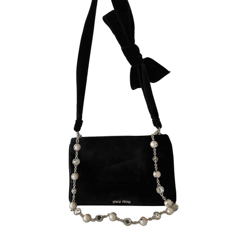 Miu Miu Crystal Embellished Matelassé Shoulder Bag