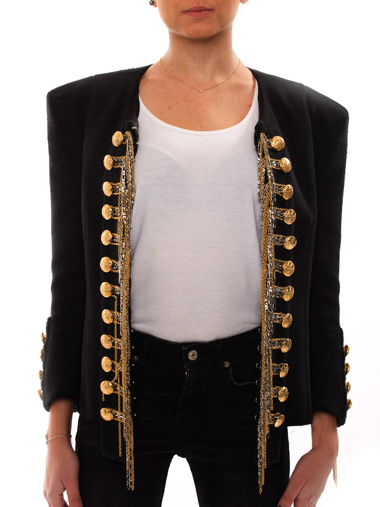 Shop authentic Balmain Black Embroidered Jacket at revogue for just 1,249.00