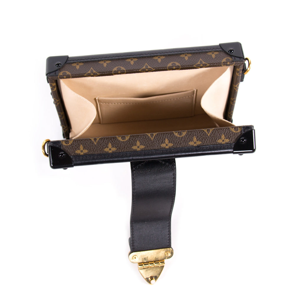 高仿Louis Vuitton M46120 Petite Malle East West 手袋單肩包老花黑帆布尺寸： 27x12x6.5cm -  Replicas-Bags