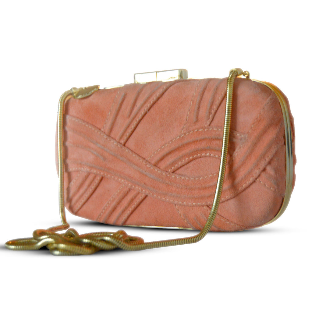 Elie Saab Orange Suede Clutch - revogue