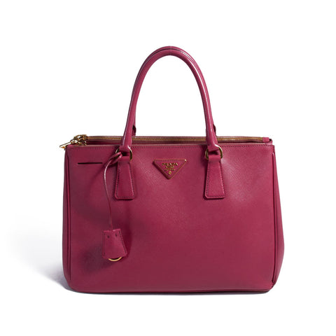 Prada Handbag Burgundy Red Saffiano Lux Leather Tote Large Gold Hardware  Used