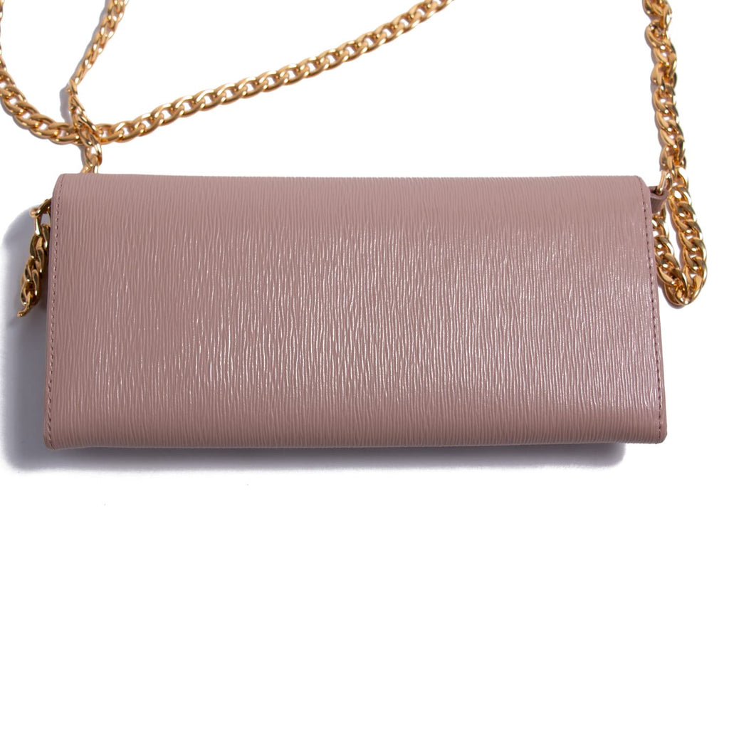 Prada Nude Saffiano Leather Wallet On Chain Prada