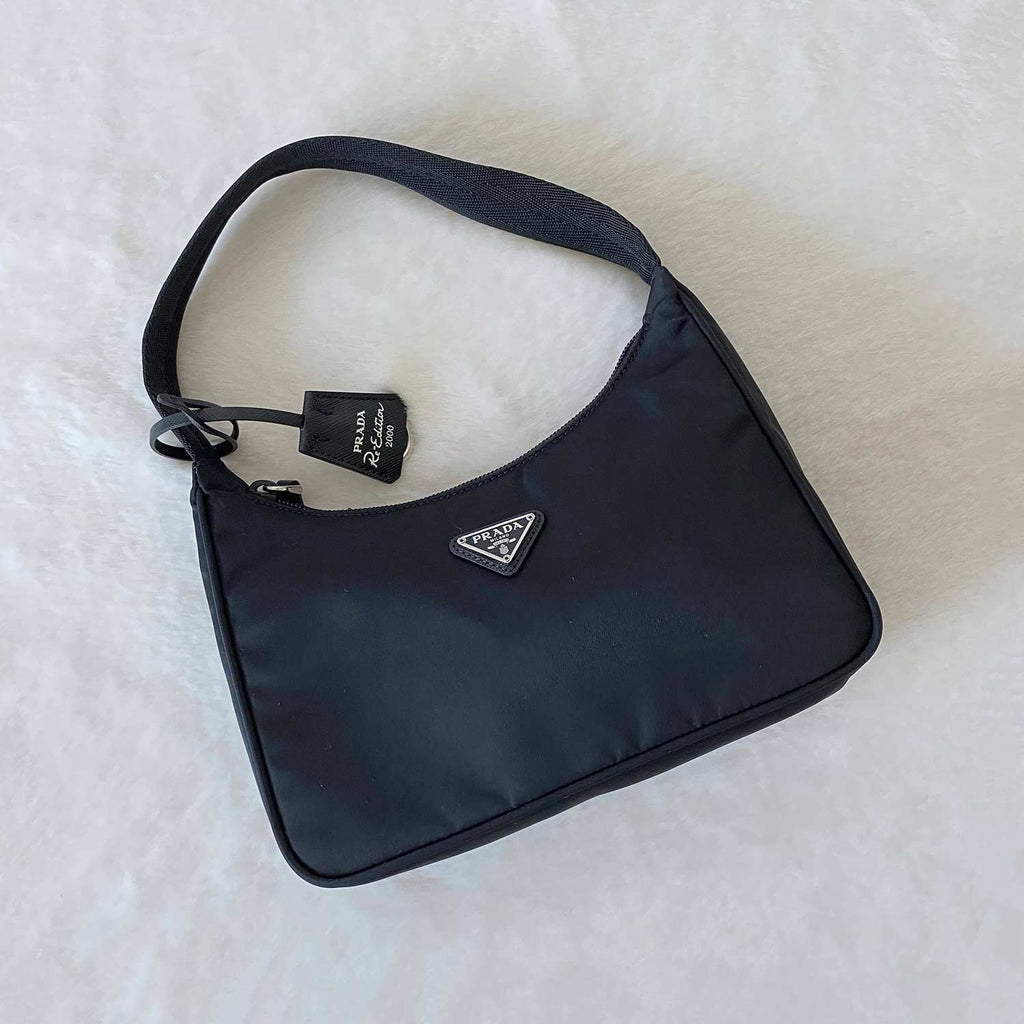 PRADA Shearling Mini Re-Edition 2000 Bag Petalo Black 1241863