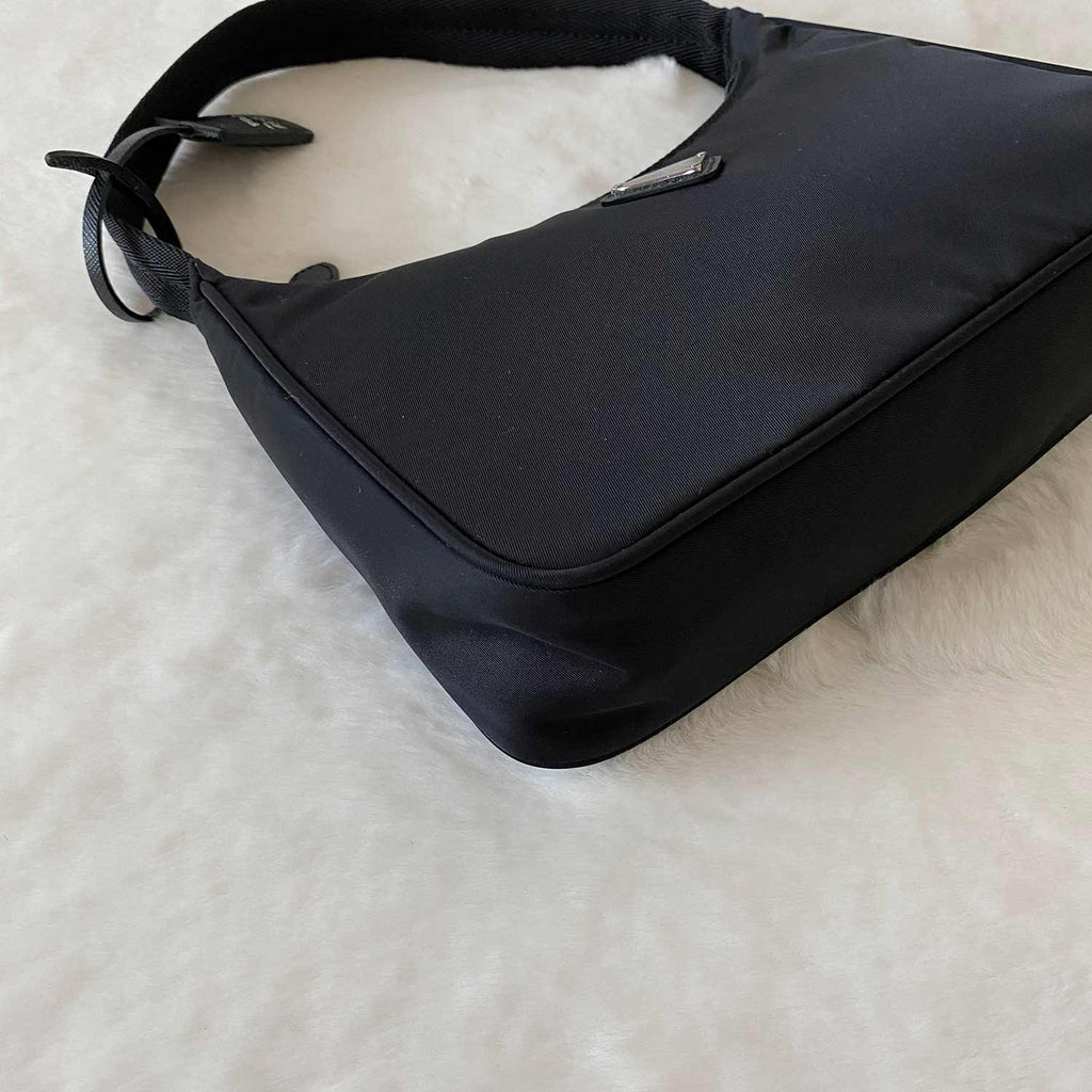 PRADA Shearling Mini Re-Edition 2000 Bag Petalo Black 1241863