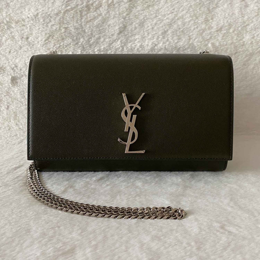 Yves Saint Laurent, Bags, Authentic Monogram Clutch In Quilted Grain De  Poudre Embossed Leather