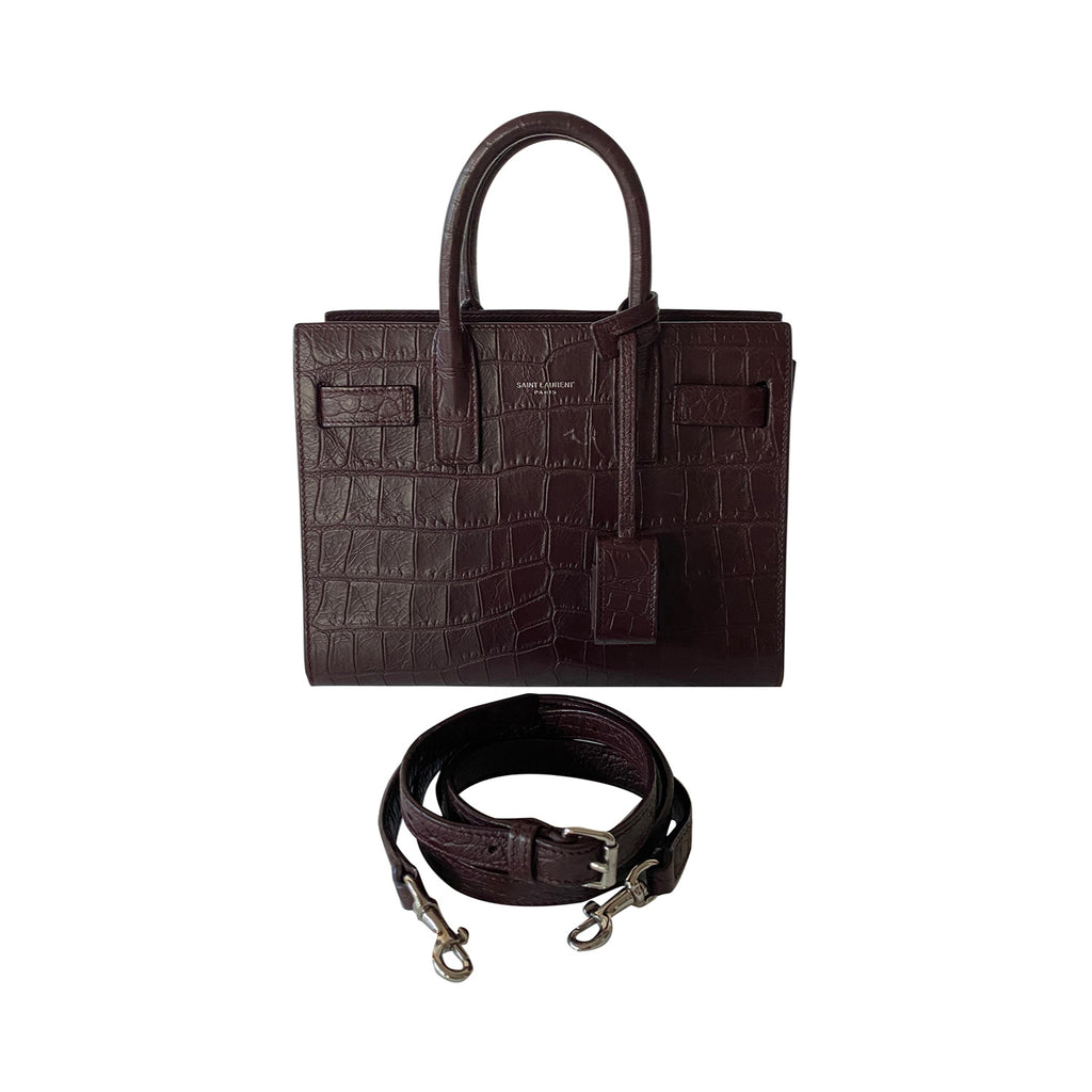 Yves Saint Laurent Nano Sac De Jour Croc Embossed Grey Bag – Green Go Store