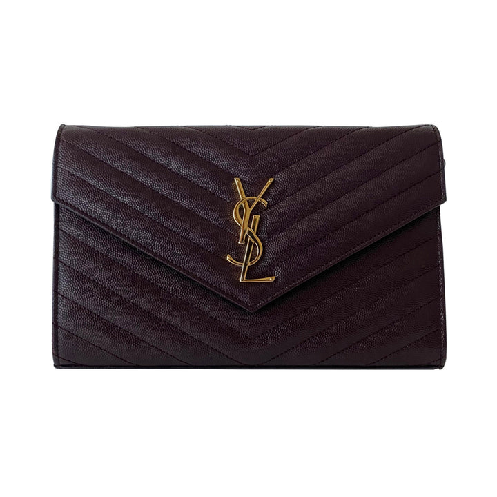Saint Laurent Grain De Poudre Monogram Wallet On Chain