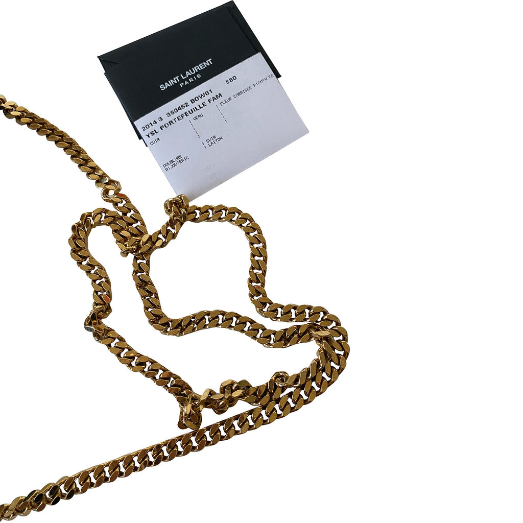 Saint Laurent Grain De Poudre Monogram Wallet On Chain