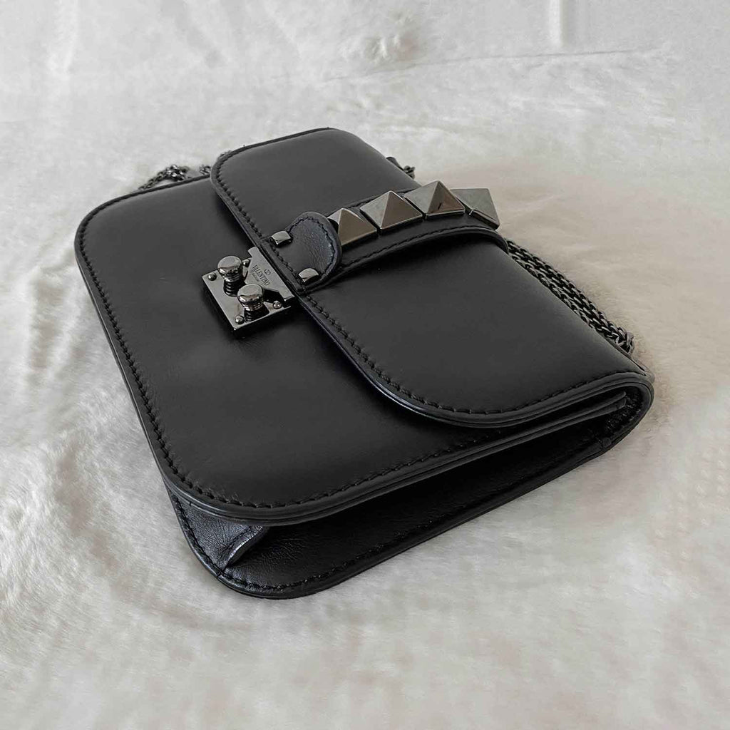 Valentino Small Glam Lock Noir Crossbody Bag