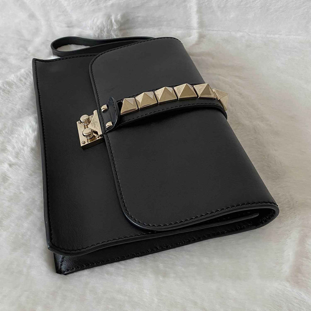 Valentino Rockstud Leather Flap Clutch